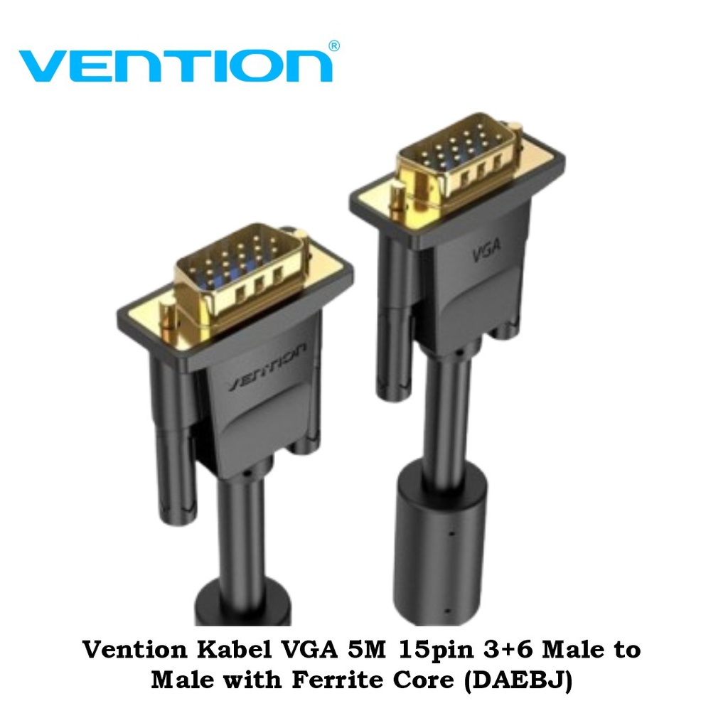 Vention Kabel VGA 5M 15pin 3+6 Male to Male with Ferrite Core (DAEBJ)
