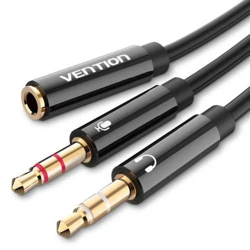 Vention Kabel Audio 3.5mm Female To 2 Male 0.1M Black (BBTBY)