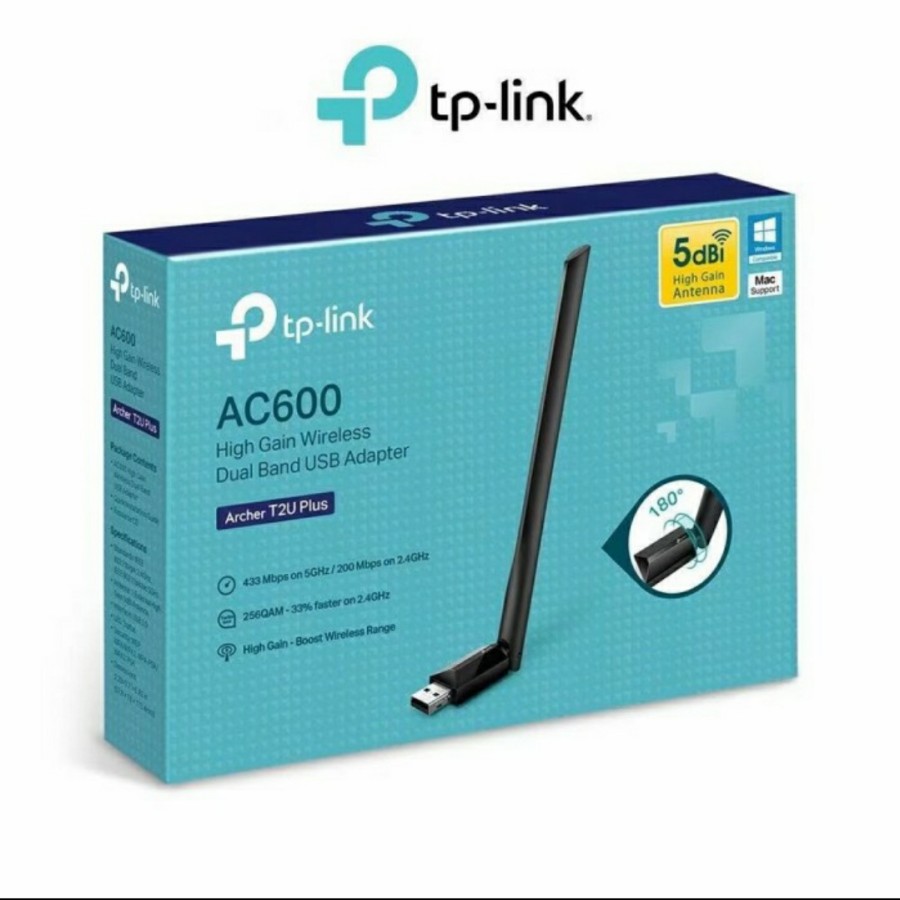 TP-Link Archer T2U Plus AC600 High Gain Wireless Dual-Band USB Adapter