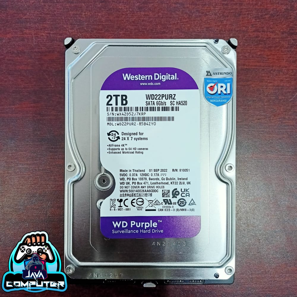 WD HD Purple 3.5" 2T CCTV