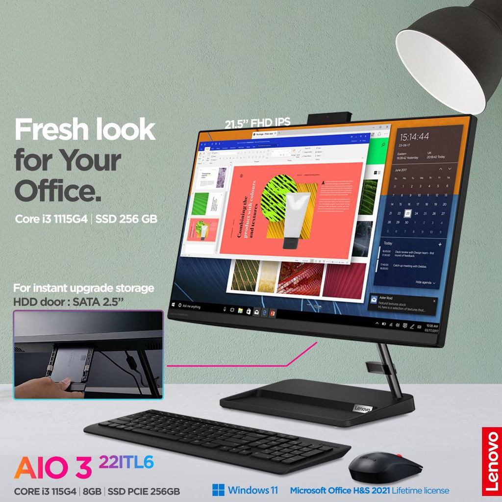 Lenovo AIO 22ITL6 F0G5009JID i3-1115G4/4/256/W11/OHS/21.5&quot;/Black