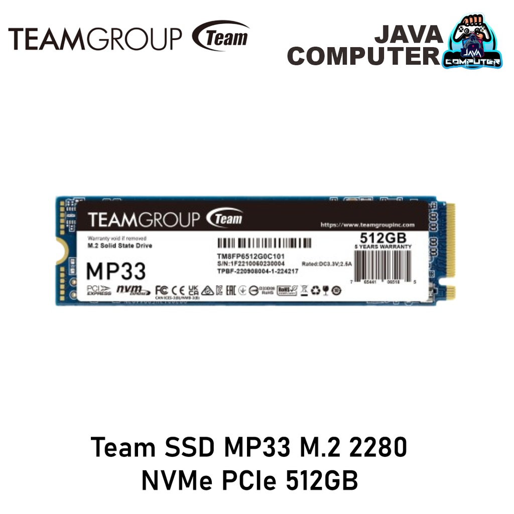 Team SSD MP33 M.2 2280 NVMe PCIe 512GB