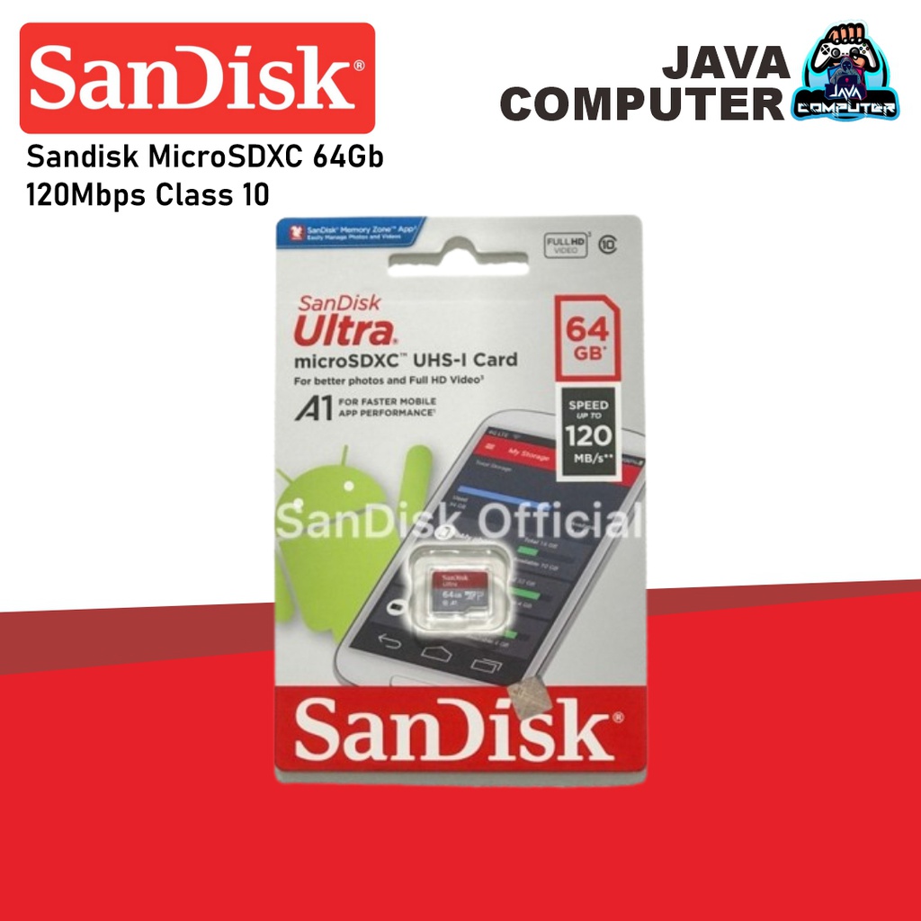 Sandisk MicroSDXC 64Gb 120Mbps Class 10