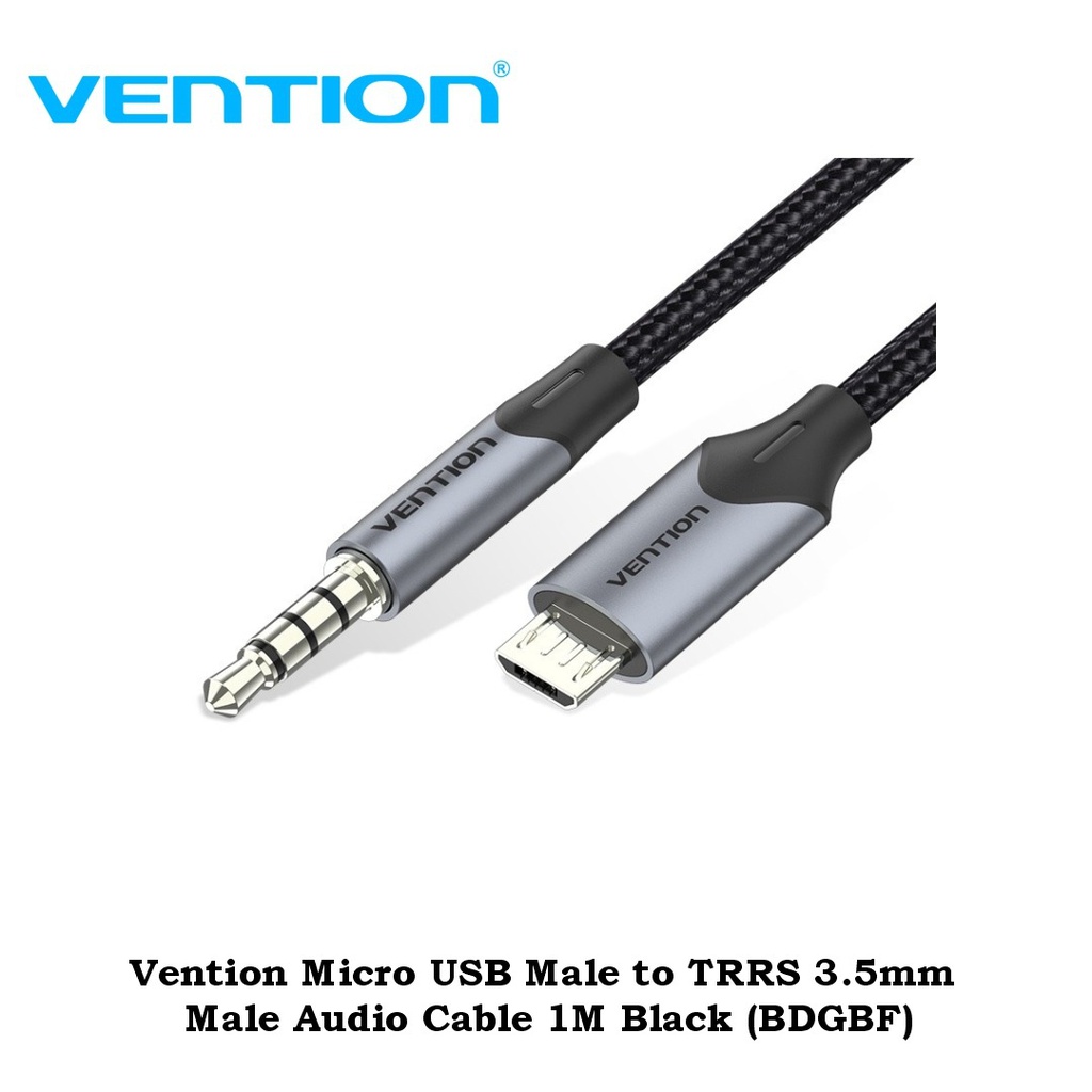 Vention Micro USB Male to TRRS 3.5mm Male Audio Cable 1M Black (BDGBF)