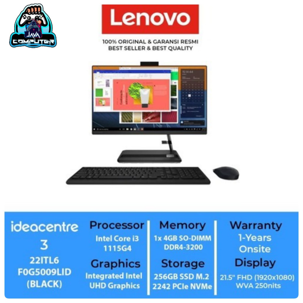 LENOVO AIO 22ITL6 F0G5009LID i3-1115G4/4/256/DOS/21.5&quot;/Black