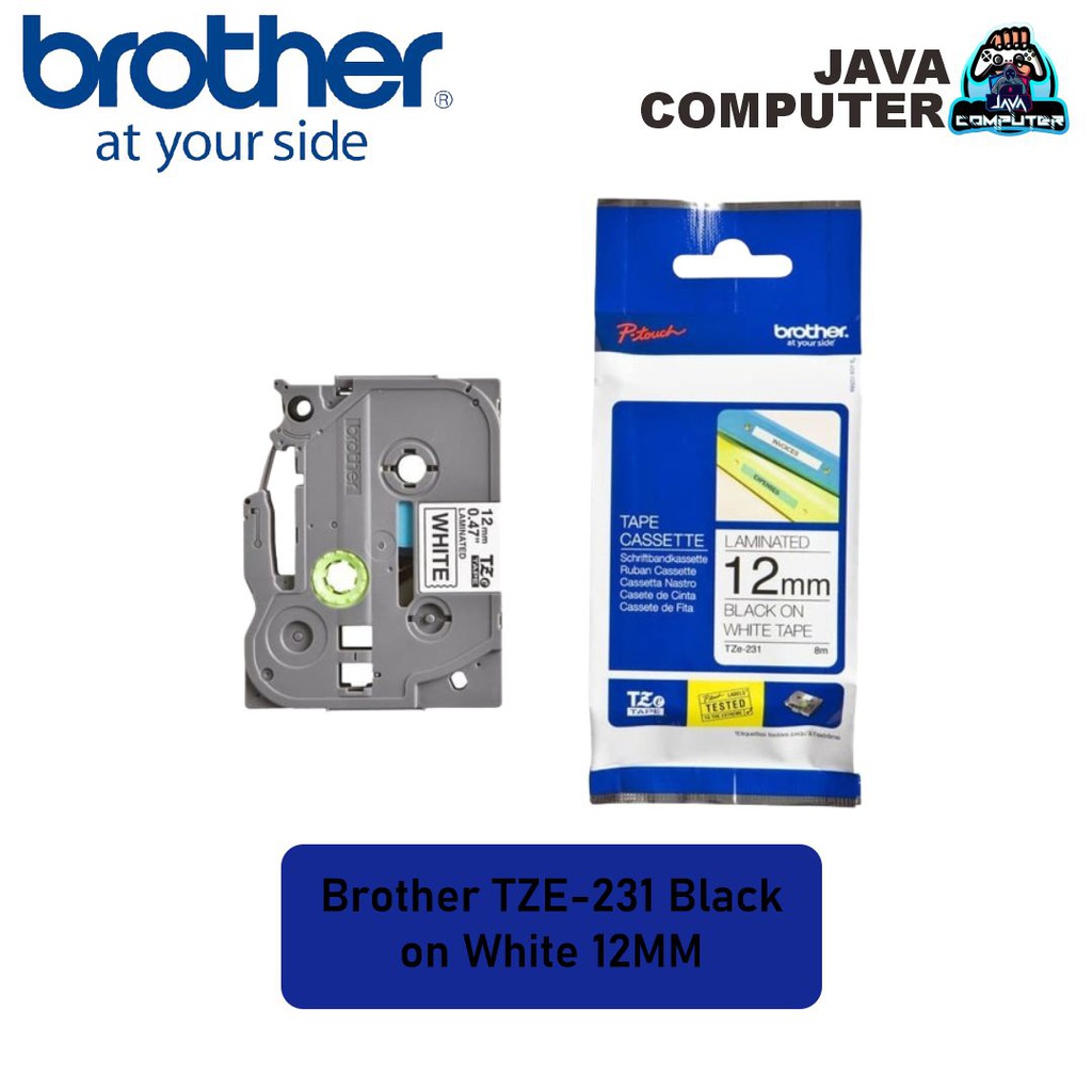 Brother TZE-231 Black on White 12MM 