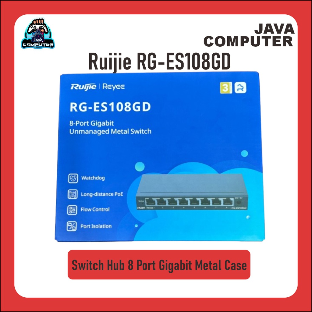 Ruijie RG-ES108GD Switch Hub 8 Port Gigabit Metal Case