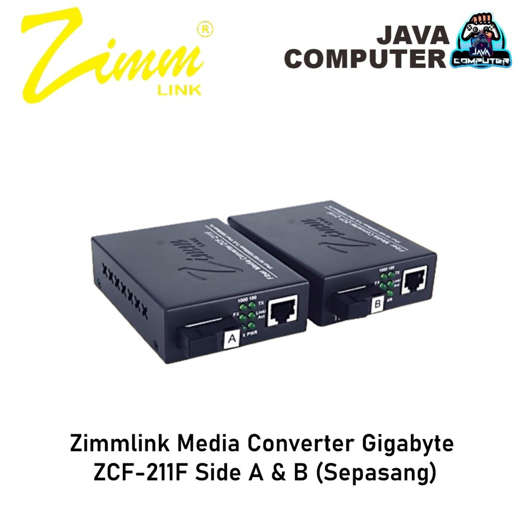 Zimmlink Media Converter Gigabyte ZCF-211F Side A &amp; B (Sepasang)