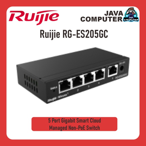 [NET-0395] Ruijie RG-ES205GC 5 Port Gigabit Smart Cloud Managed Non-PoE Switch