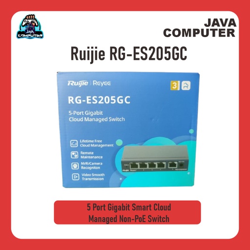 [NET-0395] Ruijie RG-ES205GC 5 Port Gigabit Smart Cloud Managed Non-PoE Switch
