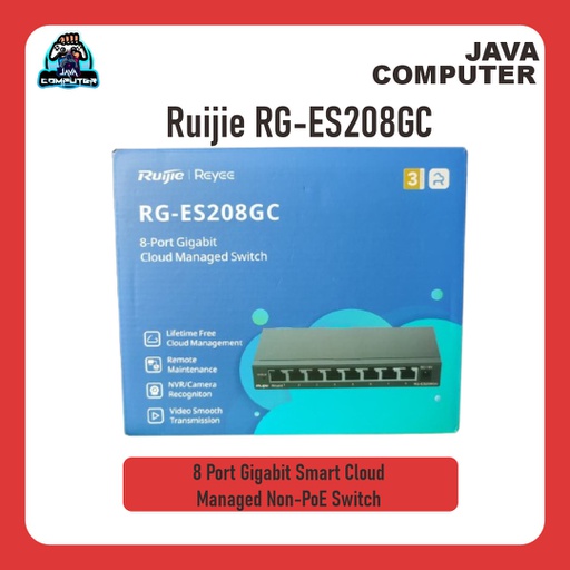 [NET-0396] Ruijie RG-ES208GC 8 Port Gigabit Smart Cloud Managed Non-PoE Switch