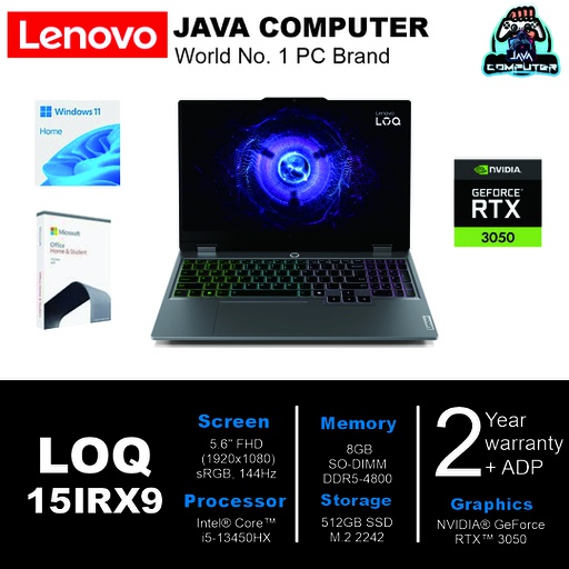 [LAPTOP-0668] Lenovo LOQ 83DV000SID i5-13450HX/8/512/RTX3050/W11+OHS/15.6&quot;/Luna Grey