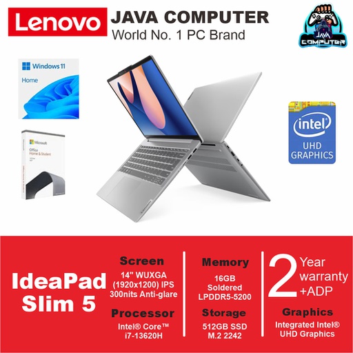 [LAPTOP-0670] Lenovo Ideapad Slim 5 14IRL8 82XD002QID i7-13620H/16/512/W11+OHS/14.0&quot; FHD/Grey