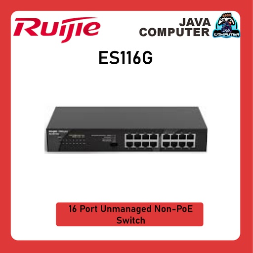 [NET-0404] Ruijie RG-ES116G 16 Port Unmanaged Non-PoE Switch