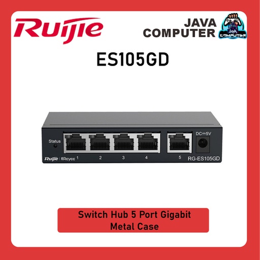 [NET-0405] Ruijie RG-ES105GD Switch Hub 5 Port Gigabit Metal Case