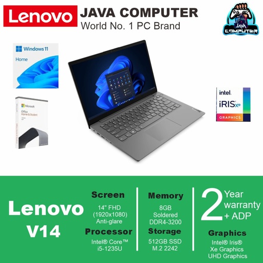 [LAPTOP-0718] Lenovo V14 G3 IAP 82TS00APID i5-1235U/8GB/512GB SSD/W11+OHS/14&quot; FHD/Iron Grey (BAG)