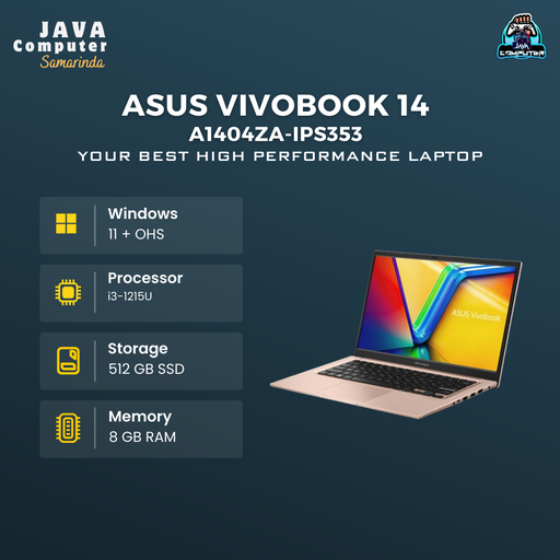 [LAPTOP-0727] Asus Vivobook 14 A1404ZA-IPS353 /i3-1215U/8GB/512GB SSD/14″ FHD IPS/Win 11 Home+OHS 2021/Terra Cotta