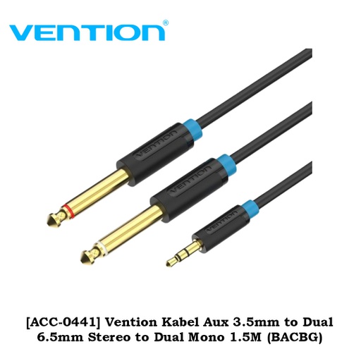 [ACC-0441] Vention Kabel Aux 3.5mm to Dual 6.5mm Stereo to Dual Mono 1.5M (BACBG)