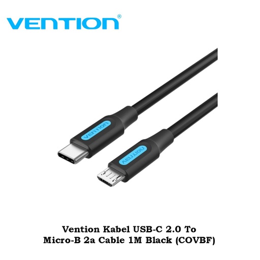 [CBL-0358] Vention Kabel Type C To Micro B 2A 1M Black 2.0 (COVBF)