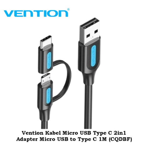 [CBL-0361] Vention Kabel Micro USB Type C 2in1 Adapter Micro USB to Type C 1M (CQDBF)