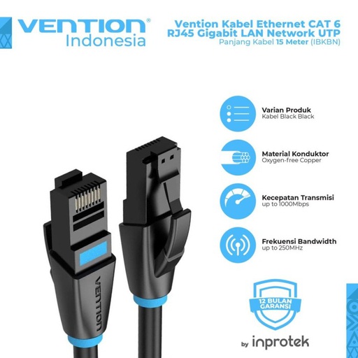 [CBL-0371] Vention Kabel LAN CAT 6 15M UTP Ethernet Gigabit (IBEBN)