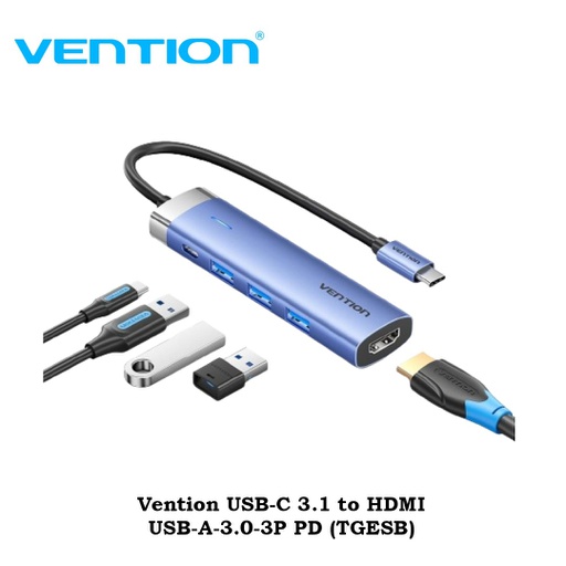 [ACC-0459] Vention USB-C 3.1 to HDMI USB-A-3.0-3P PD (TGESB)