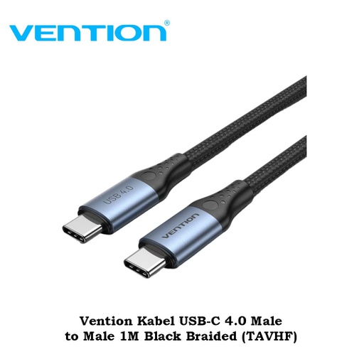 [CBL-0378] Vention Kabel USB Type C Male to Male 1M Black Braided 4.0 (TAVHF)