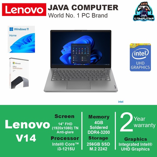 [LAPTOP-0754] Lenovo V14 G3 IAP 82TS00MEID/i3-1215U/4GB/256GB/W11/14&quot; FHD/Iron Grey (BAG)