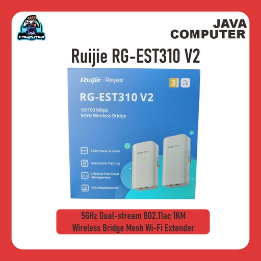 [NET-0437] Ruijie RG-EST310 V2, 5GHz Dual-stream 802.11ac 1KM Wireless Bridge