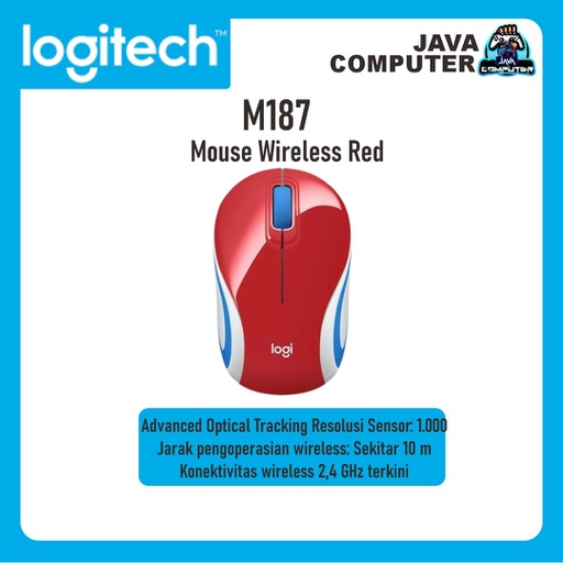 [KEYMO-0154] Logitech Mouse M187 Wireless Red