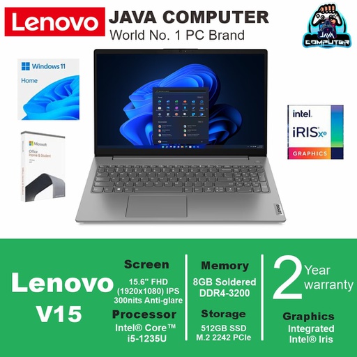 [LAPTOP-0836] Lenovo V15 G3 IAP 82TT00S5ID i5-1215U/8GB/512GB SSD/W11 Home+OHS 2021/15.6&quot; FHD IPS/Iron Grey (BAG)