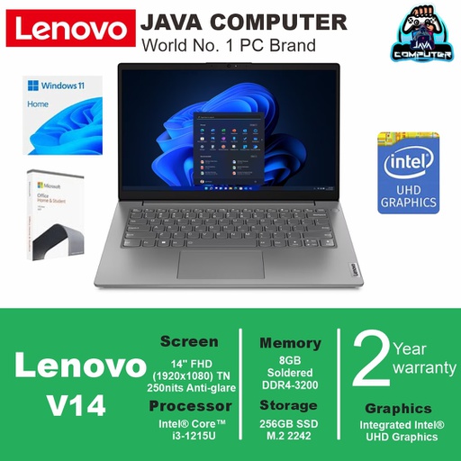 [LAPTOP-0849] Lenovo V14 G3 IAP 82TS00MEID/i3-1215U/8GB/256GB/Win11/14.0&quot; FHD/Iron Grey (BAG)