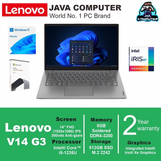 [LAPTOP-0855] Lenovo V14 G3 IAP 82TS00KPID i5-1235U/8GB/512GB SSD/DOS/14.0&quot; FHD/Iron Grey (BAG)