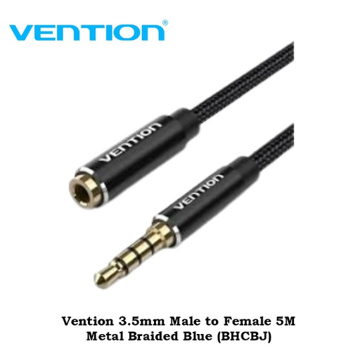 [CBL-0414] Vention 3.5mm Male to Female 5M Metal Braided Blue (BHCBJ)