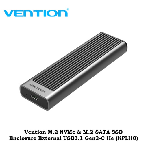 [HDDENC-0026] Vention M.2 NVMe &amp; M.2 SATA SSD Enclosure External USB3.1 Gen2-C He (KPLH0)