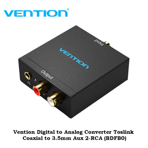 [ACC-0490] Vention Digital to Analog Converter Toslink Coaxial to 3.5mm Aux 2-RCA (BDFB0)