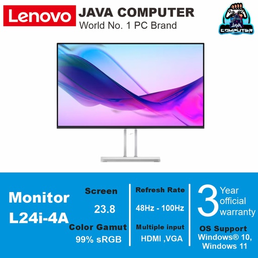 [MONI-0117] Lenovo LED Monitor L24i-4A 23.8" FHD IPS, 99% sRGB, speaker