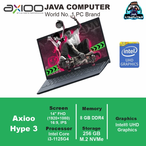 [LAPTOP-0905] Axioo Hype 3 Gen 11 i3-1125G4/8GB/256GB SSD/DOS/14.0&quot; FHD/Grey (BAG)