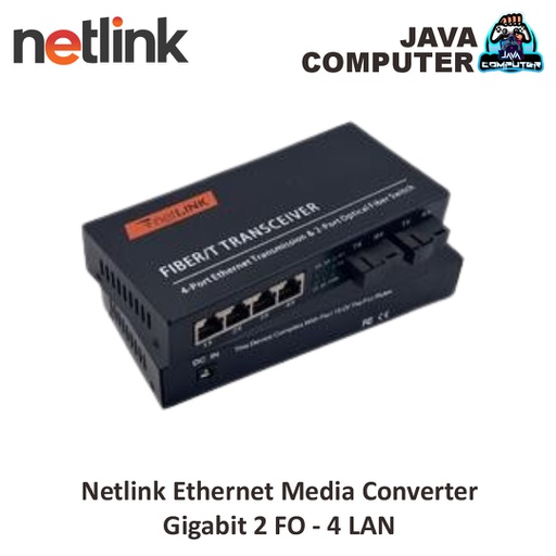 [NET-0513] Netlink Ethernet Media Converter Gigabit 2 FO - 4 LAN