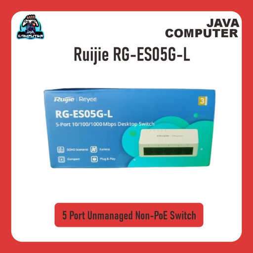 [NET-0515] Ruijie RG-ES05G-L 5 Port Unmanaged Non-PoE Switch