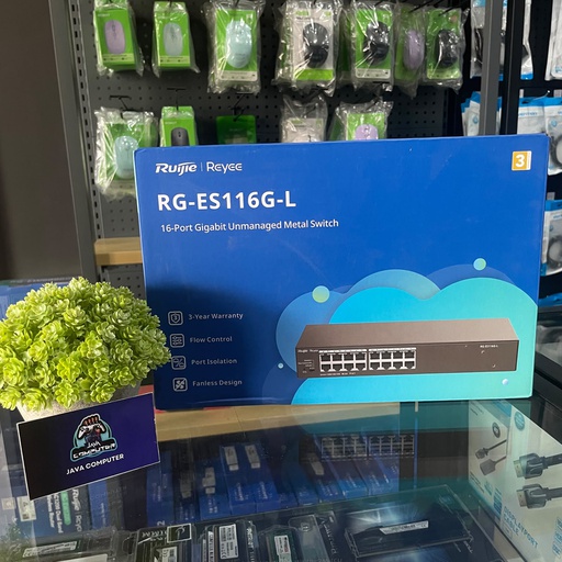 [NET-0577] Ruijie RG-ES116G-L 16 Port Gigabit Unmanaged Non-PoE Switch Metal Case