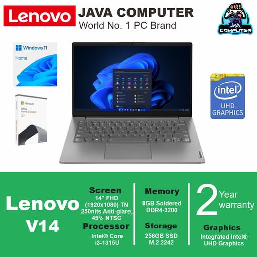 [LAPTOP-0112] Lenovo V14 G4 IRU 83A000NKID Intel Core i3-1315U/8GB/256GB SSD/Win 11/14.0" FHD/Iron Grey (BAG)