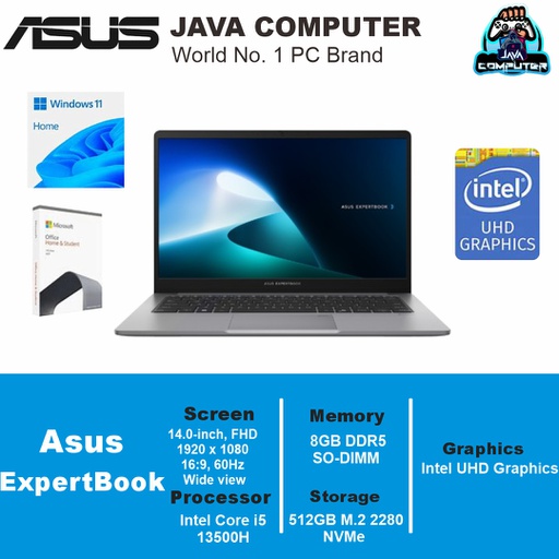 [LAPTOP-1014] Asus ExpertBook P1 P1403CVA-S65850WS i5 13500H/8GB/512GB SSD/Win11+OHS/14.0&quot; FHD/ Silver (BAG)