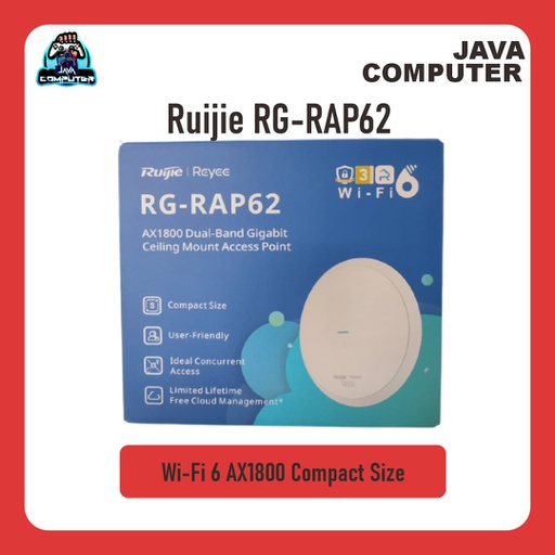 [NET-0592] Ruijie RG-RAP62 Wi-Fi 6 AX1800 Dual-Band Gigabit Ceiling Mount Access Point Indoor