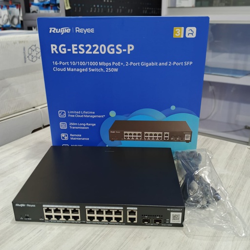 [NET-0593] Ruijie RG-ES220GS-P 20 Port Gigabit Switch Smart Manage Cloud PoE