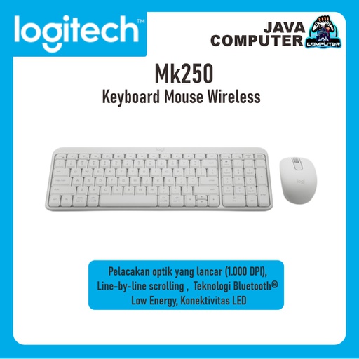 [KEYMO-0186] Logitech Keyboard Mouse Wireless MK250 Compact White