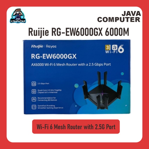 [NET-0596] Ruijie RG-EW6000GX 6000M Wi-Fi 6 Mesh Router with 2.5G Port