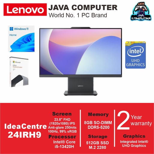 [AIO-0842] Lenovo AIO IdeaCentre 24IRH9 F0HN00QLID/Intel Core i5-13420H/8GB/512GB SSD/23.8" FHD/DOS/Luna Grey