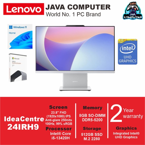 [AIO-0843] Lenovo AIO IdeaCentre 24IRH9 F0HN00QNID/Intel Core i5-13420H/8GB/512GB SSD/23.8" FHD/DOS/Cloud Grey