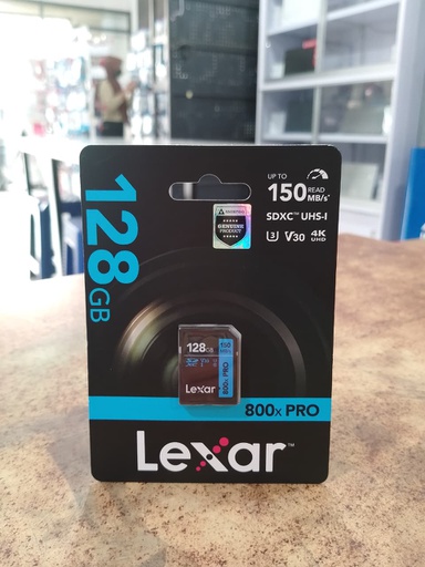 [MC-0070] Lexar High-Performance 800x PRO 128GB SDXC, C10, UHS-I(U3), V30, up to 150MB/s read, up to 45MB/s write